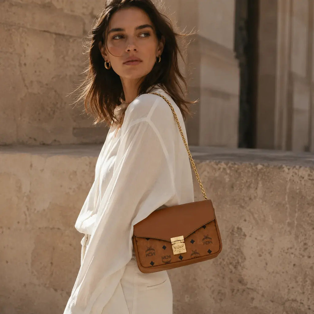 Tracy Visetos Shoulder Bag – Cognac