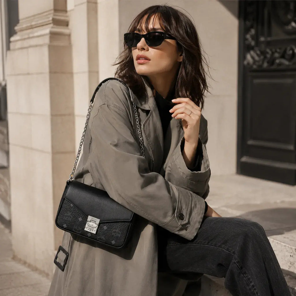 Tracy Visetos Shoulder Bag – Black