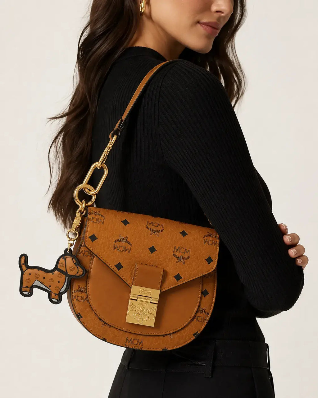 Patricia Saddle Bag in Cognac Visetos