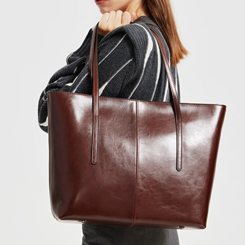 Leather Tote Bag Brown