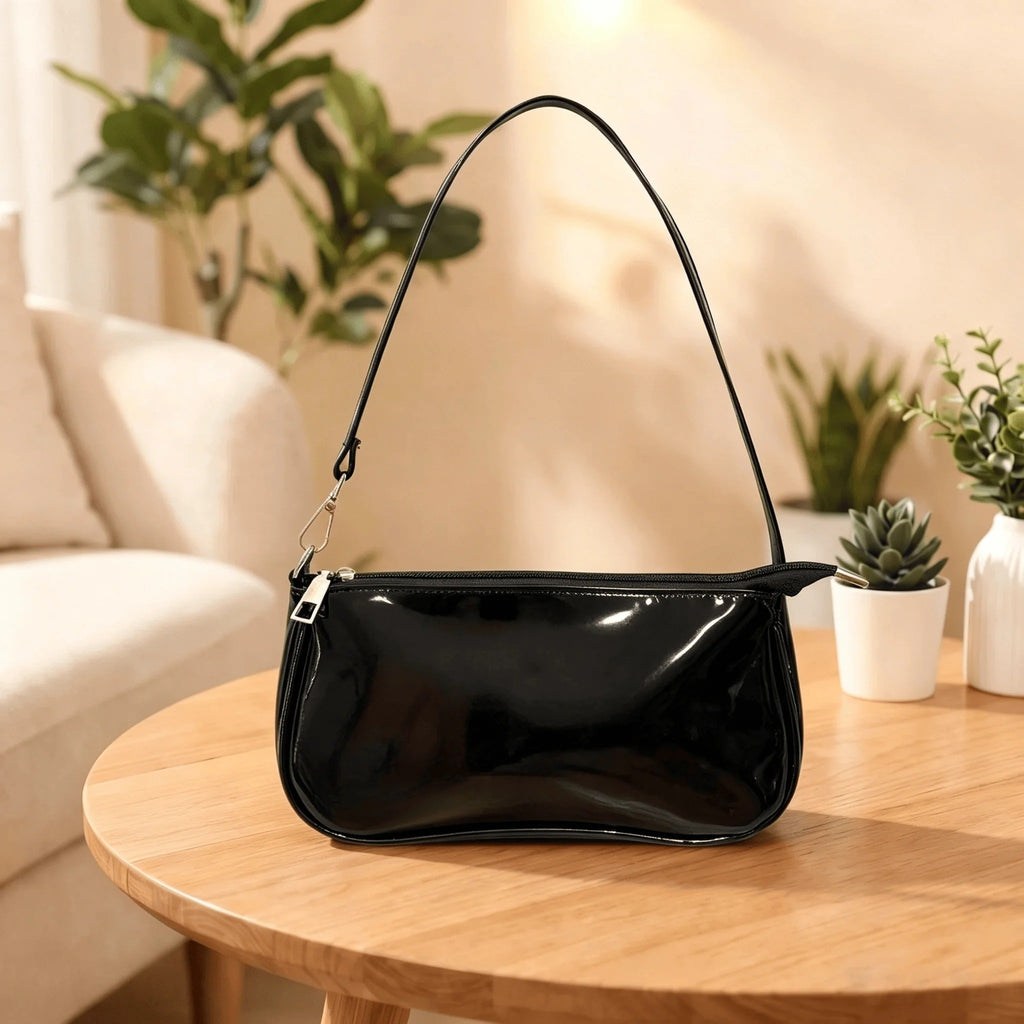 Patent Leather Baguette Bag White