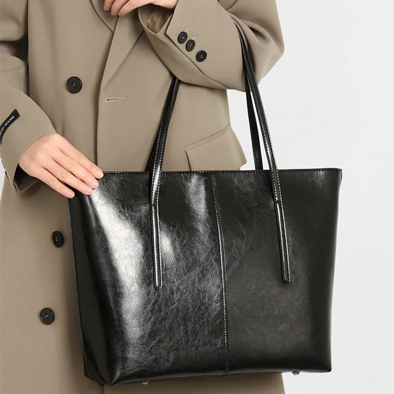 Leather Tote Bag Black