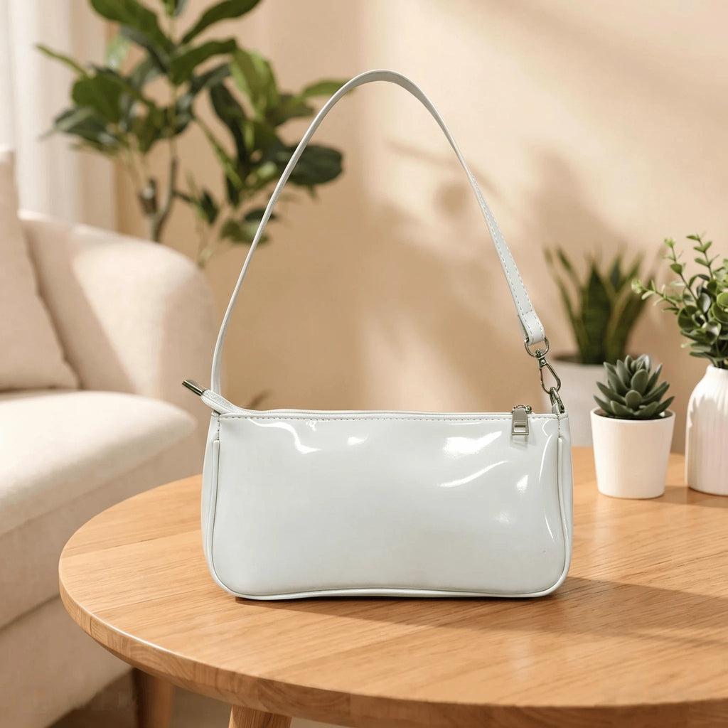 Patent Leather Baguette Bag Burgundy